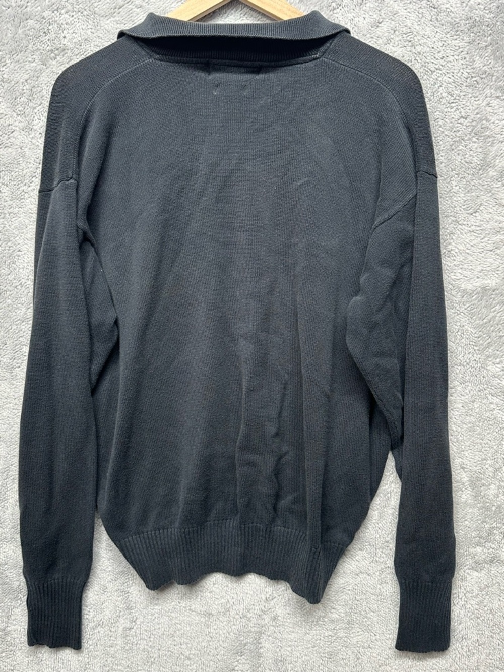 Polo Ralph Lauren Navy Knit Polo Sweater Large Cotton Long Sleeve Classic Logo - Picture 2 of 7